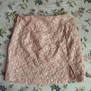 Elegant Pink Floral Lace Skirt